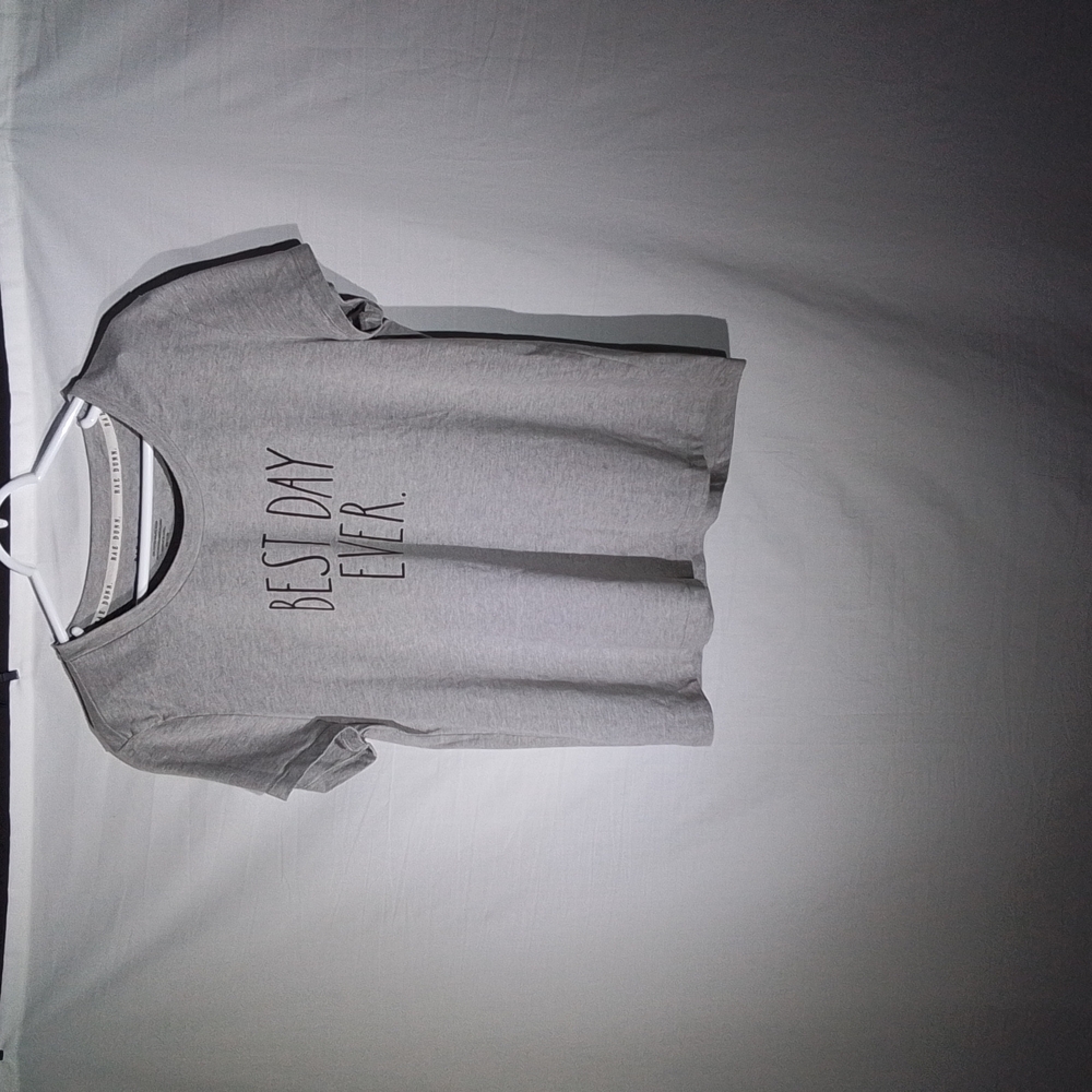 Rae Dunn Gray Short Sleeved T Shirt "Best Day Ever"